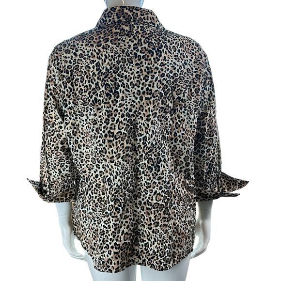 Harve Benard Leopard Print Button Front Top 2X - Picture 3 of 8